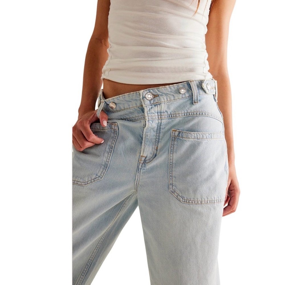 Free People We the Free Palmer Cuffed Jeans Daydream Blue Size 27 - Picture 4 of 8